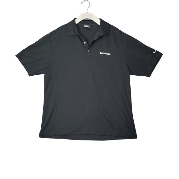NIKE Mens Dri-FIT‎ Micro Pique Polo SZ L Black Golf Athleisure Sport Logo Swoosh - Picture 1 of 11
